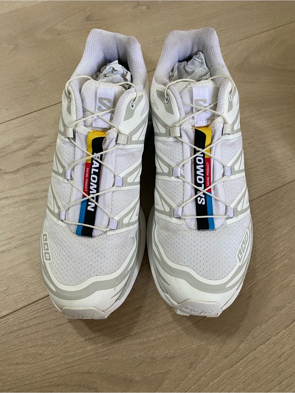 “IT GIRL” Salomon XT-6 White sneakers with Multicolor Tongue Accents 9 - Picture 2 of 11